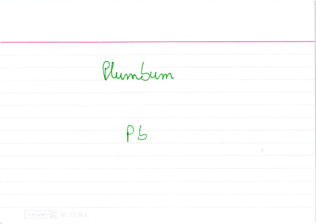 Lateinischer Name und chemisches Symbol von Blei