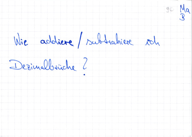Dezimalbrüche addieren bzw. subtrahieren