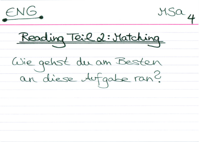 Matching: wie gehst du an die Aufgabe ran?