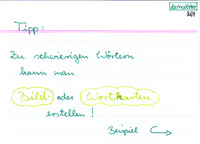 Zu schwierigen Wörtern kann man Bild- oder Wortkarten erstellen!