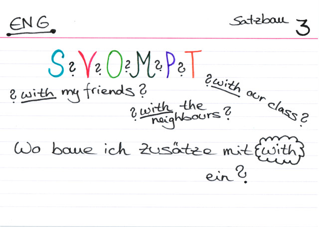 Wo baue ich Zusätze mit "with" ein?