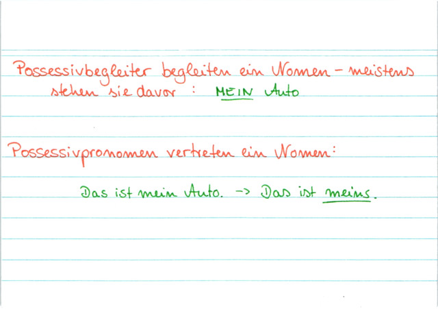 Possesivpronomen vs. Possesivbegleiter