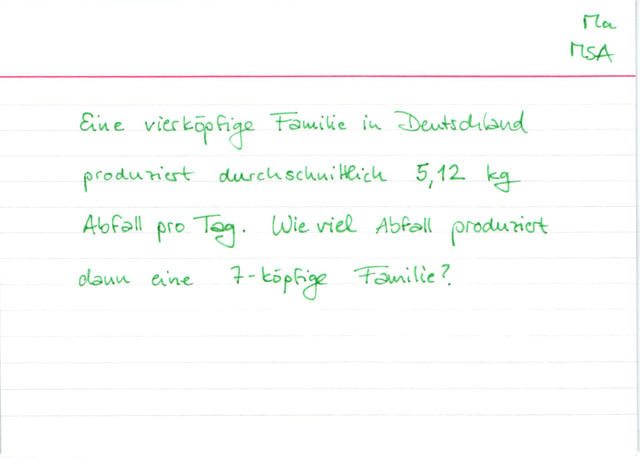 Übung: Textaufgabe zur Proportionalen Zuordnung - Abfall