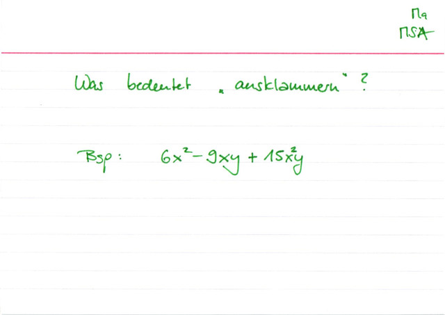Was bedeutet "ausklammern"?