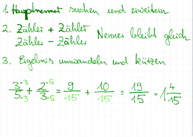 Brüche addieren bzw. subtrahieren