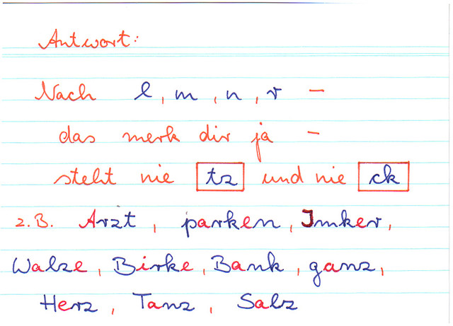 Was steht nie nach l,m,n,r?
