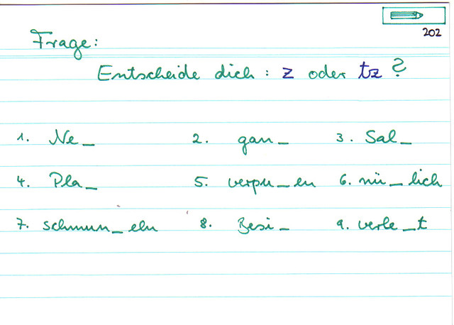 Entscheide dich: z oder tz?