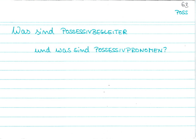 Possesivpronomen vs. Possesivbegleiter