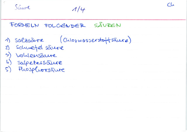Formeln von Säuren
