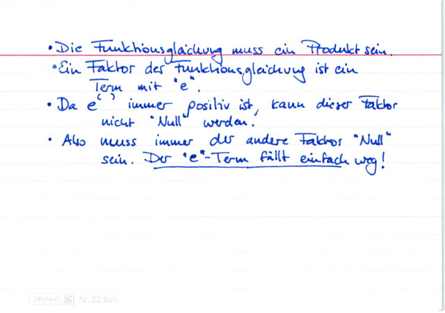 Nullproduktsatz zur Nullstellenbestimmung von e-Funktionen verwenden