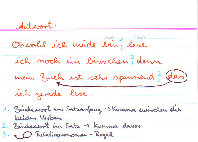 Setze die Kommata und begründe!