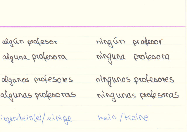 Wie lauten die Formen von "algún" und "ningún"?