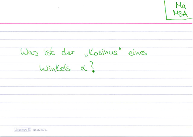Was ist der Kosinuns eines Winkels α?