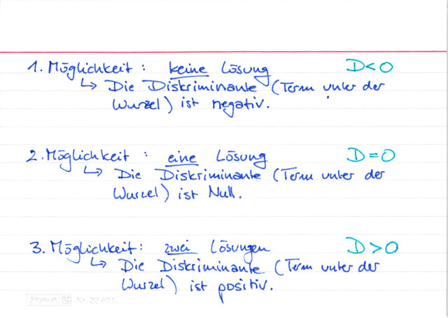 Anzahl der Lösungen einer quadratischen Gleichung