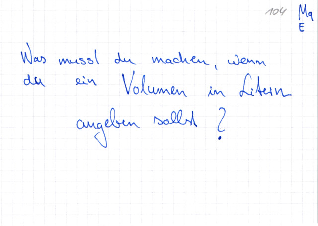 Volumeninhalte in Liter darstellen