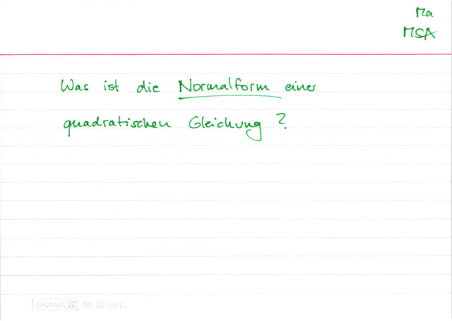 Normalform einer quadratischen Gleichung