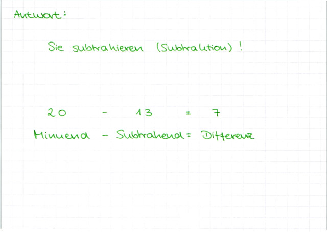 Bedeutung Subtraktion