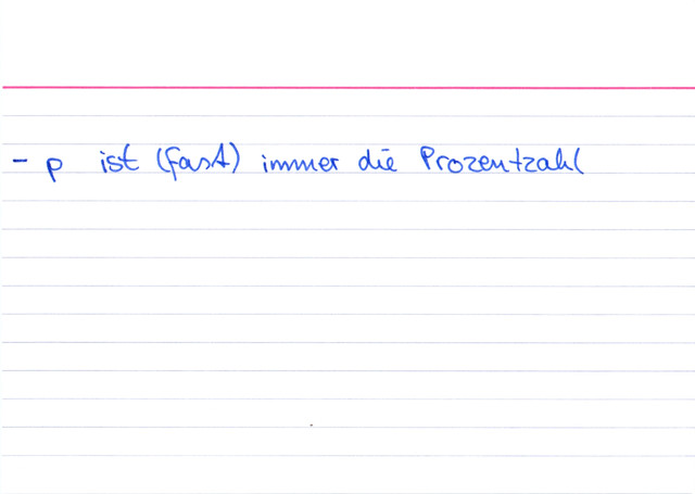 Woran kann man den Prozentsatz (p) erkennen?