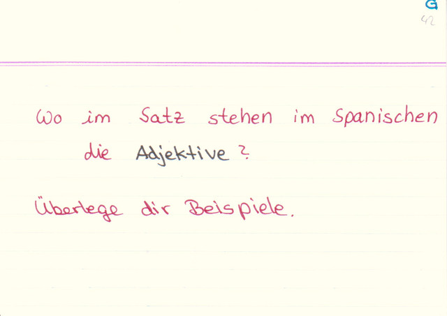 Wo im Satz stehen im Spanischen die Adjektive?