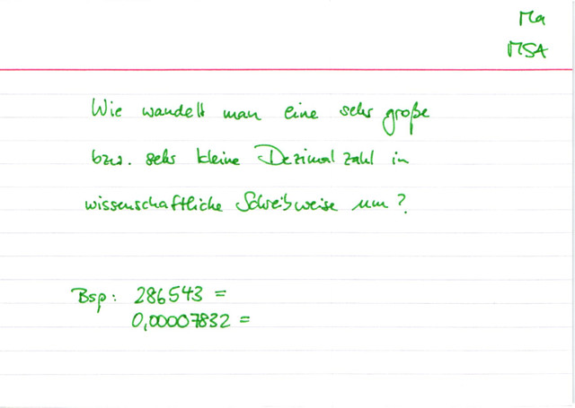Dezimalschreibweise in wissenschaftliche Schreibweise umwandeln