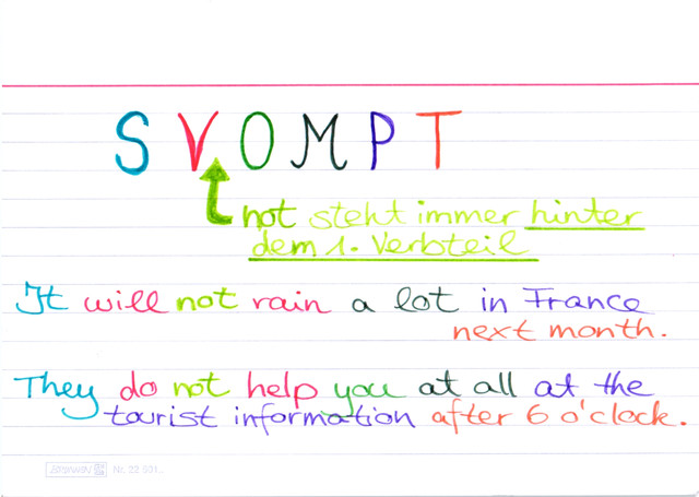 Wo baue ich den Verneinungspartikel "not" ein?