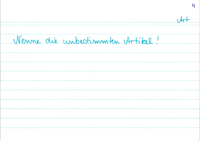 unbestimmte Artikel