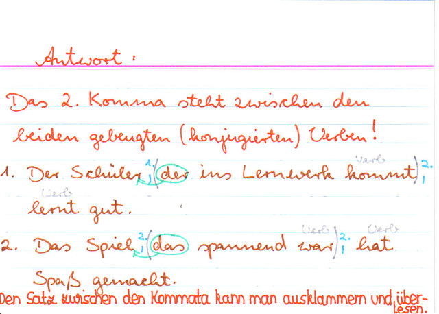 Woher weiß ich, wo das zweite Komma stehen muss?