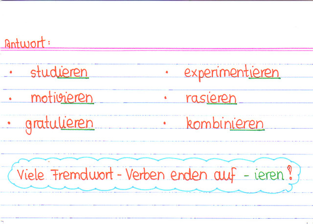 Bilde zu folgenden Nomen das dazugehörige Verb!