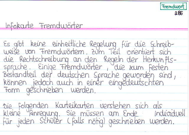Infokarte Fremdwörter