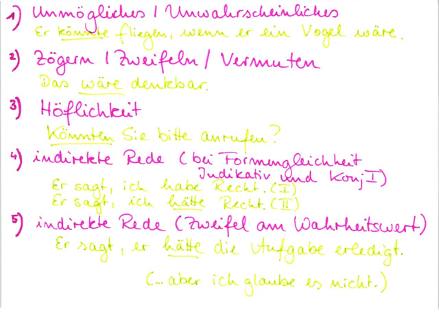 Verwendung des Konjunktiv II