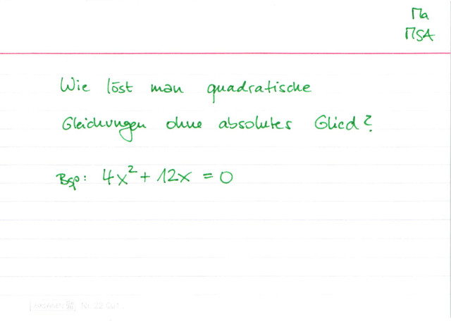 Quadratische Gleichungen ohne absolutes Glied