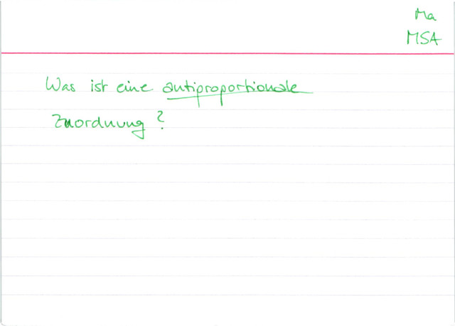 Was ist eine antiproportionale Zuordnung?