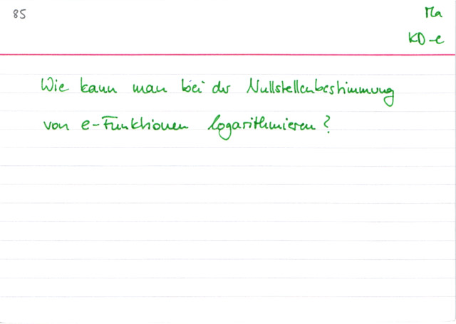 Logarithmieren zur Nullstellenbestimmung von e-Funktionen