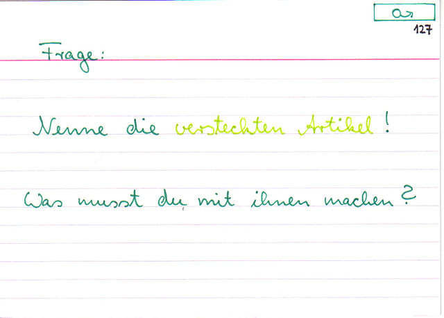Nenne die versteckten Artikel!