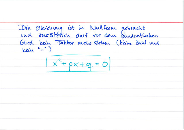 Normalform einer quadratischen Gleichung