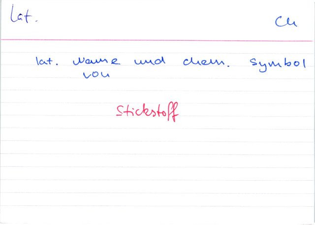 Lateinischer Name und chemisches Symbol von Stickstoff