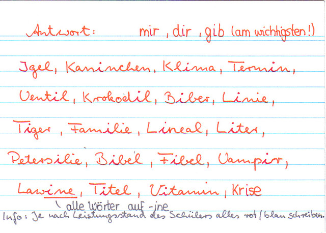 Finde Wörter, die nur ein einfaches i haben, das aber wie ein langes ie klingt!