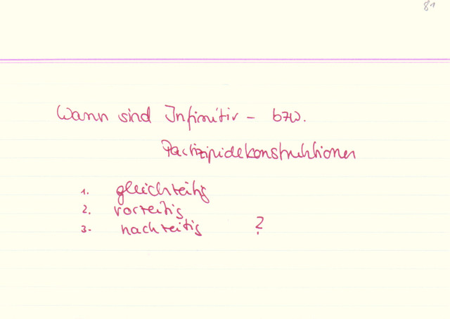Wann sind Infinitiv- bzw. Partizipkonstruktionen gleichzeitig, vorzeitig oder nachzeitig?