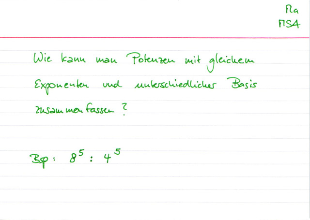 Potenzen mit gleichem Exponenten und unterschiedlicher Basis zusammenfassen