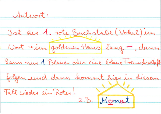 1. roter Buchstabe im goldenen Haus