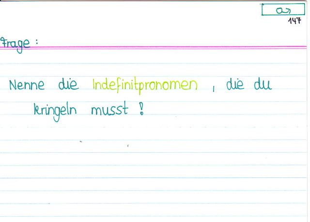 Nenne die Indefinitpronomen, die du kringeln musst!