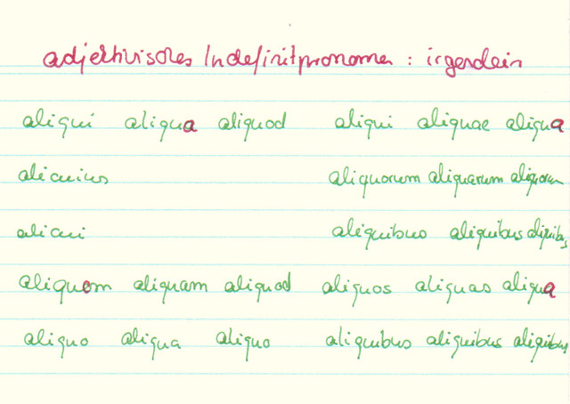 Dekliniere "aliqui, aliqua, aliquod"!