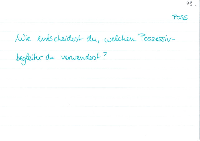 Verwendung Possesivbegleiter