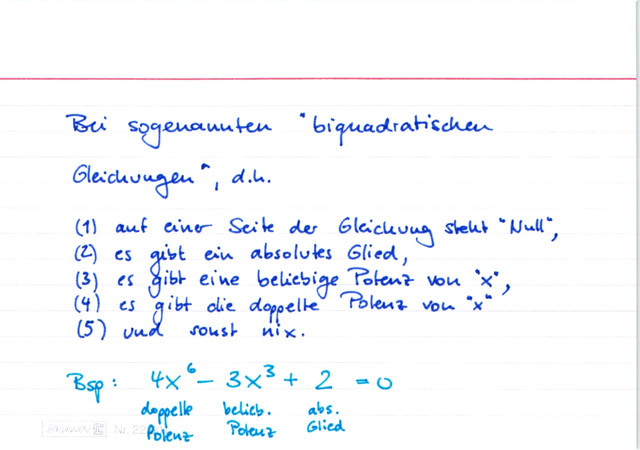 Biquadratische Gleichungen lösen durch Substitution