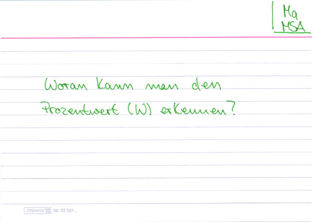 Woran kann man den Prozentwert (W) erkennen?