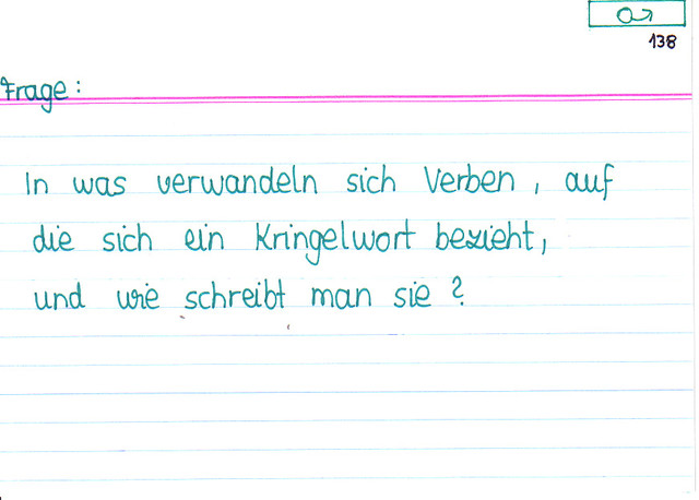 In was verwandeln sich Verben, auf die sich ein Kringelwort bezieht, und wie schreibt man sie?