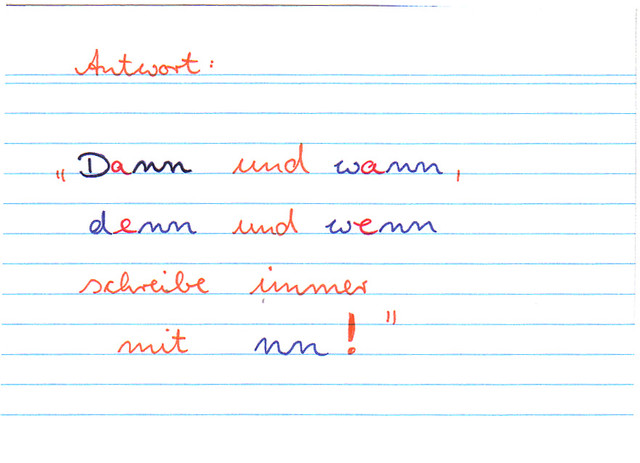 Wie lautet ein Spruch zu den Wörtern dann und wann?