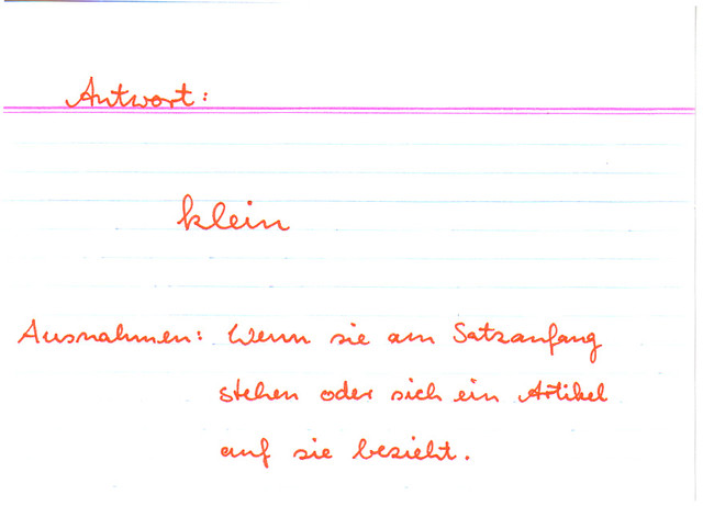 Artikel und Pronomen schreibt man immer...?