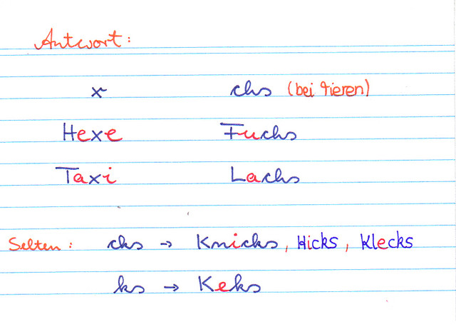 Wie kann man den Laut x schreiben?