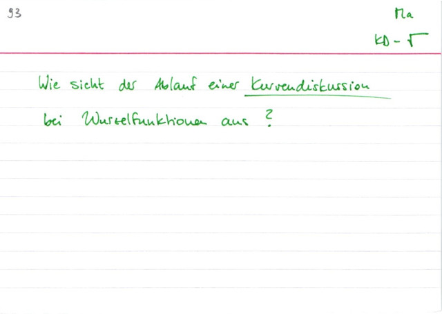 Übersicht Kurvendiskussion bei Wurzelfunktionen